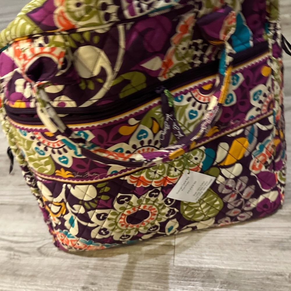 Vera Bradley Plum Crazy Overnight Travel Bag/Weekender with Floral Design
